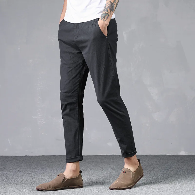 

2019 Autumn Men Slim Fit Casual Pants New Style Capri Pants Men's 9 Points Pants Elasticity Skinny Trend MEN'S Trousers