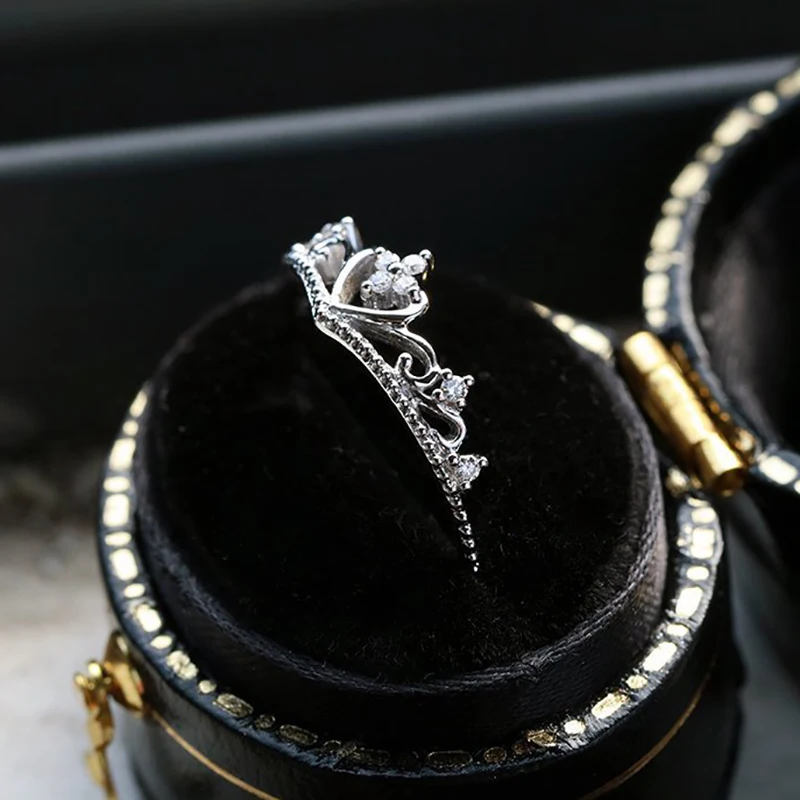 Роскошная Мода AAA Циркон Принцесса Королева винтажное серебряное кольцо с