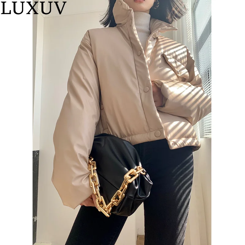 

Женский короткий пуховик LUXUV, зимняя пуховая одежда, верхняя одежда, парка, стеганые теплые пальто с подкладкой для офиса, шикарный пуховик на белом утином пуху