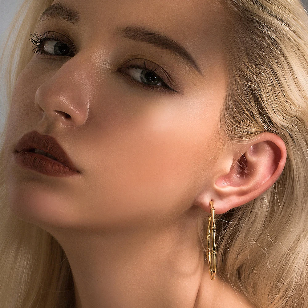 SUPERWEAR большие серьги кольца для женщин желтое золото цвет кости бамбук большая