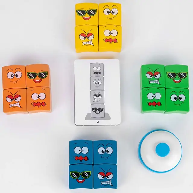 Wooden Expressions Toy Kids Educational Blocks Unique Designed Expression Cubes for Eyesight Protection Memory Improvement More 5