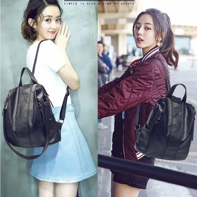 

Backpack Korean-style Fashion Autumn And Winter WOMEN'S Bag Casual Genuine Leather School Bag Backpack