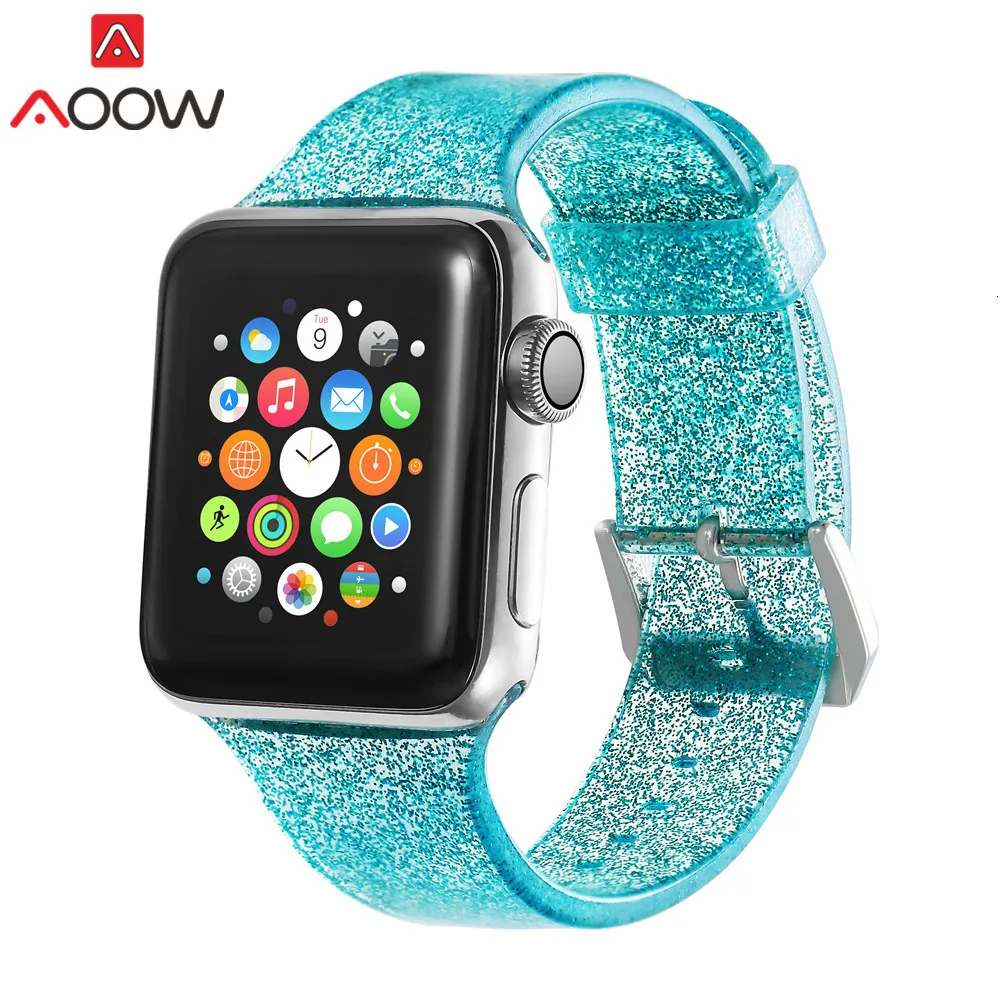 Силиконовый ремешок для часов для Apple Watch 38 мм 42 мм 40 мм 44 мм Блестящий ремешок для мужчин и женщин сменный Браслет ремешок для iwatch 1 2 3 4