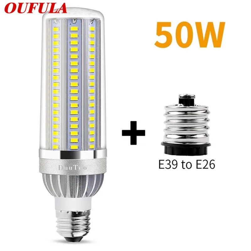 

DLMH Led Corn Light E27 E26 Street Light 5730SMD With Fan Cooling 50W 220V 110V High Power Aluminum 85V-265V