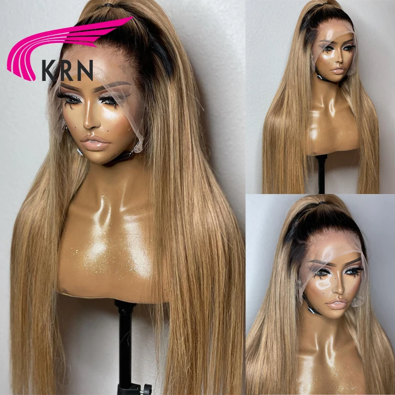 1B27 Straight Hair Lace Front Human Hair Wigs with Baby Hair Preplucked Ombre Honey Blonde Brazilian Remy Lace Front Wig blonde lace front wig human hair ombre honey blonde 1b 27short curly lace front wigs for black women plucked