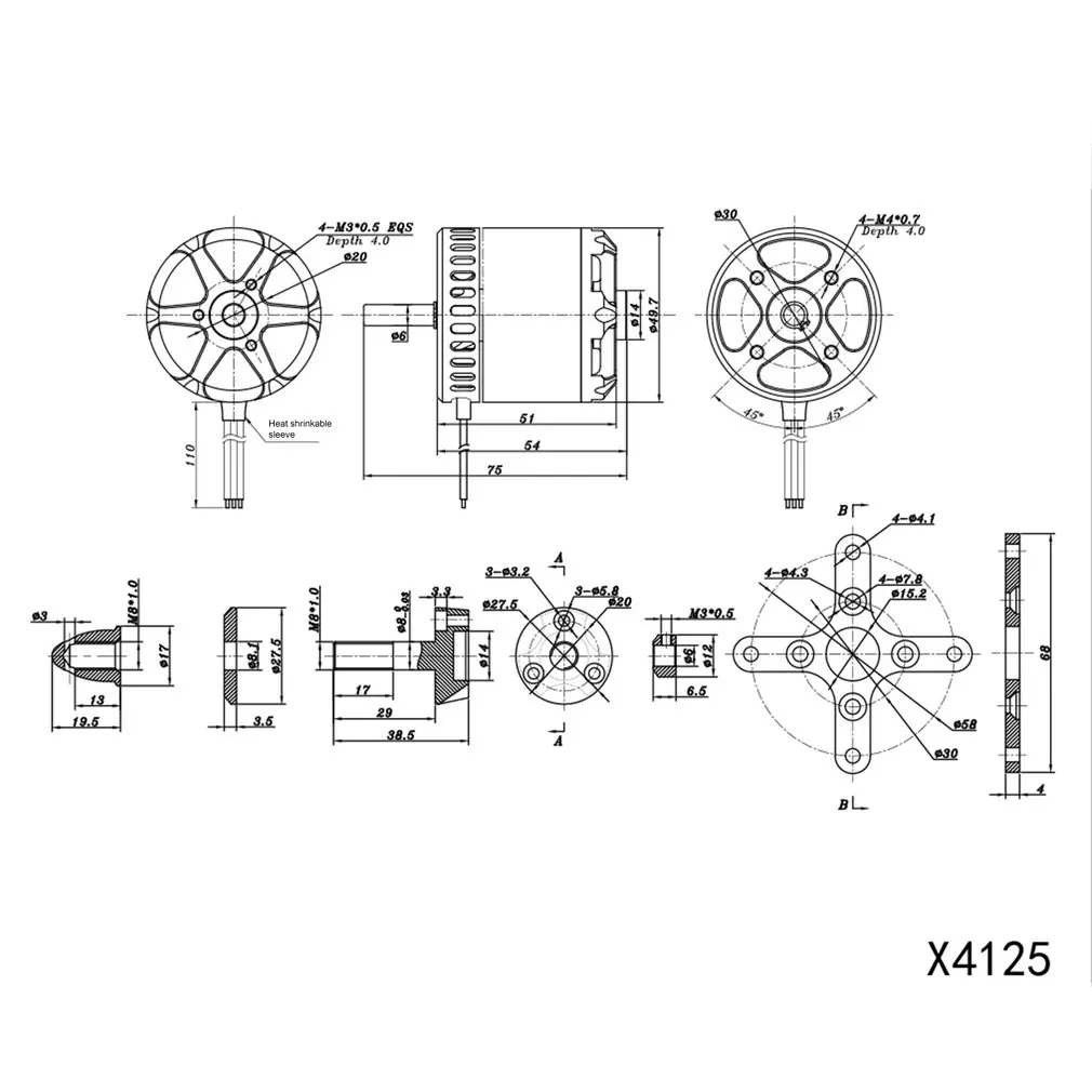 SUNNYSKY X4125 250KV/420KV/515KV бесщеточный двигатель для неподвижного крыла 3D RC Дрон Вертолет Самолет Запчасти Аксессуары