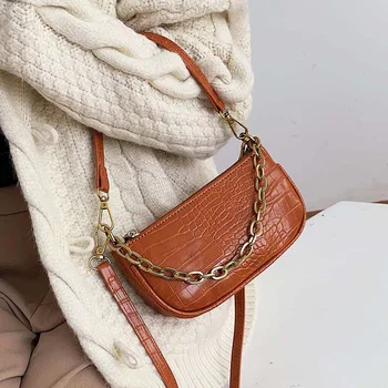 

Leather Crossbody Bag For Women Mini Fashion Messenger Bag Retro Evening Handbag Chain Shoulder Bags Small Purse Female Bols