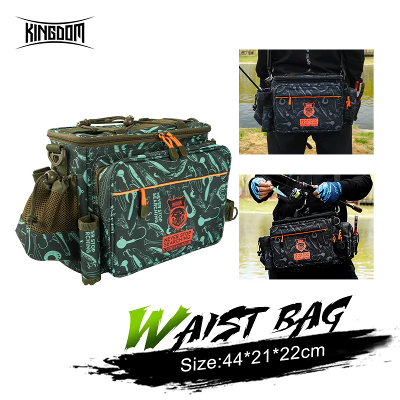 Kingdom Waterproof Multifunctional Fishing Bags 44*21*22cm 1000D Nylon Cloth Lure Box Tackle Backpack Outdoor Sport Shoulder Bag | Спорт и