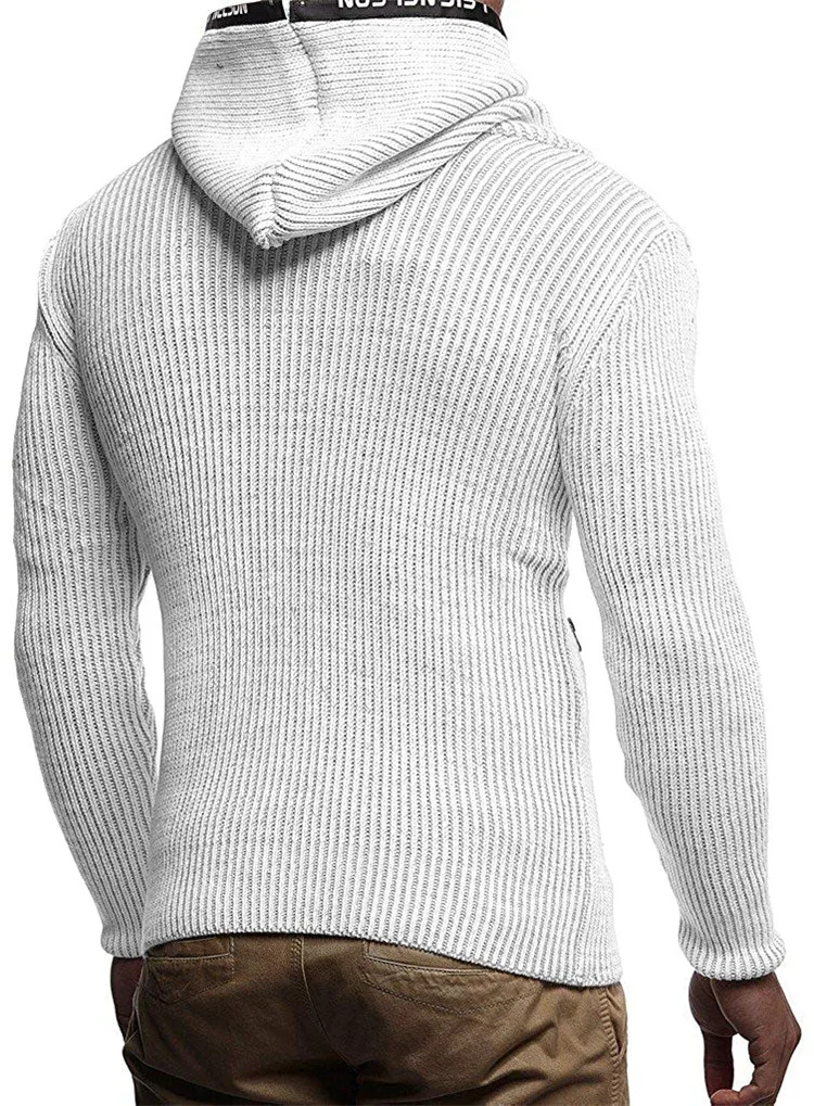 Fashion Slim Men's Knitted Zipper Sweater Autumn Casual Hooded Sweaters Male Warm Winter Cardigan Sweater Coats Tops US Size