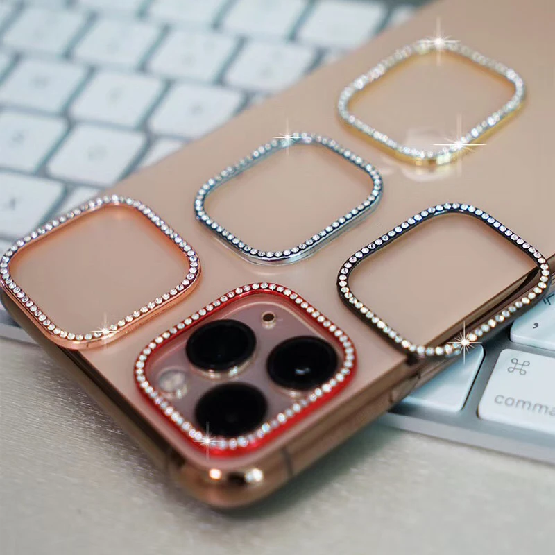 

For iPhone Rhinestone Diamond Round Metal Rear Camera Back Lens Bling Protector Cover For iPhone 7 8 Plus X XR XS Max 11 Pro Max