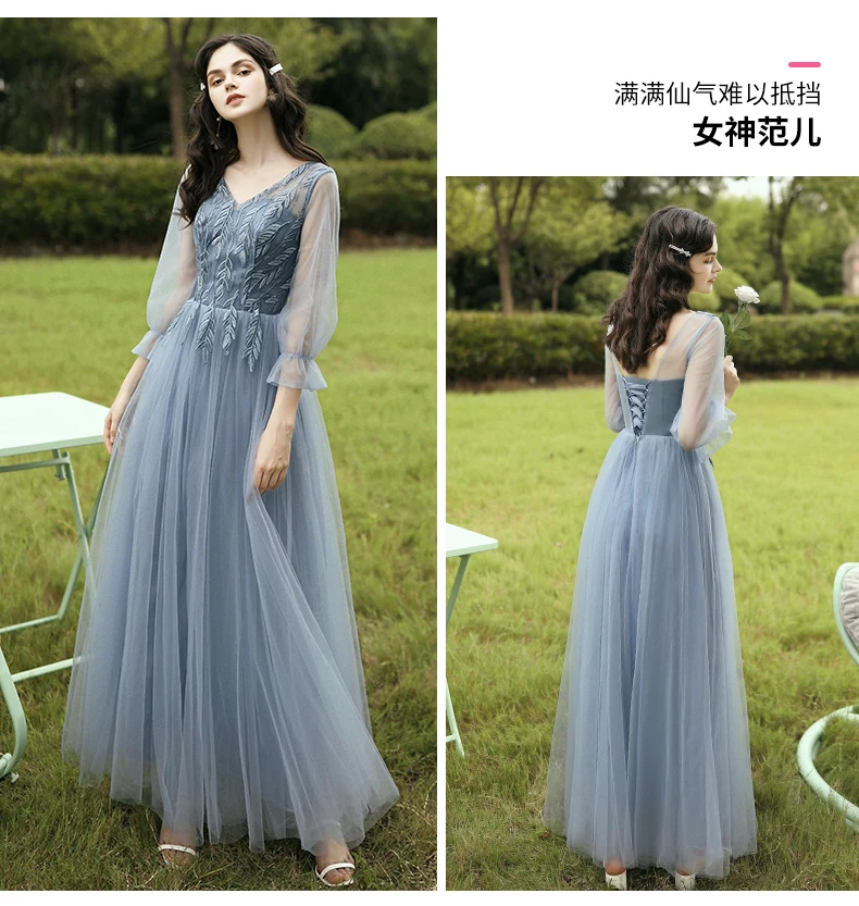 JYX-88108# платье подружки невесты длинное серое, синее, красное, винно-коричневое платье для свадебной вечеринки, выпускного вечера рождественское бальное платье дешевая для девочек