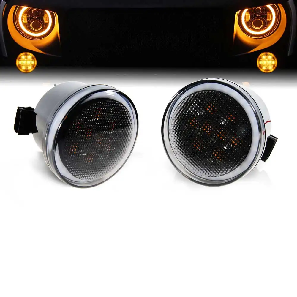 Желтый передний запасной поворотник DRL в сборе с прозрачными линзами для Jeep Wrangler