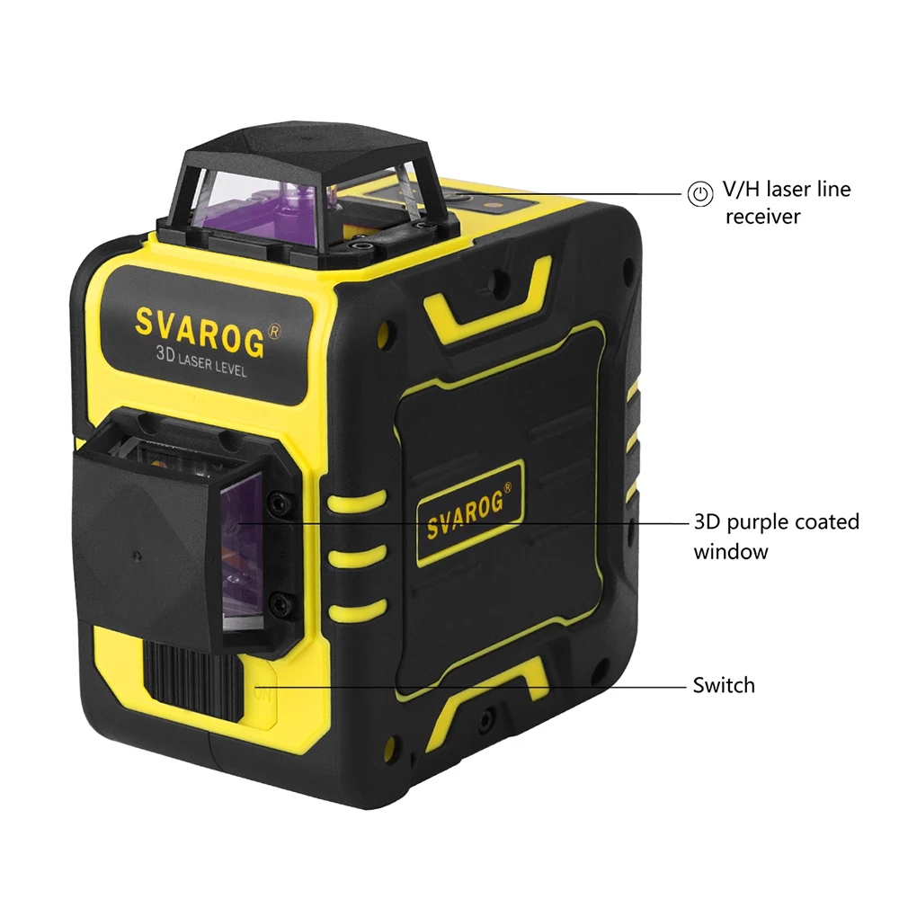 3D green laser level 12 lines 360 vertical and horizontal auto self-leveling cross line purple coating laser