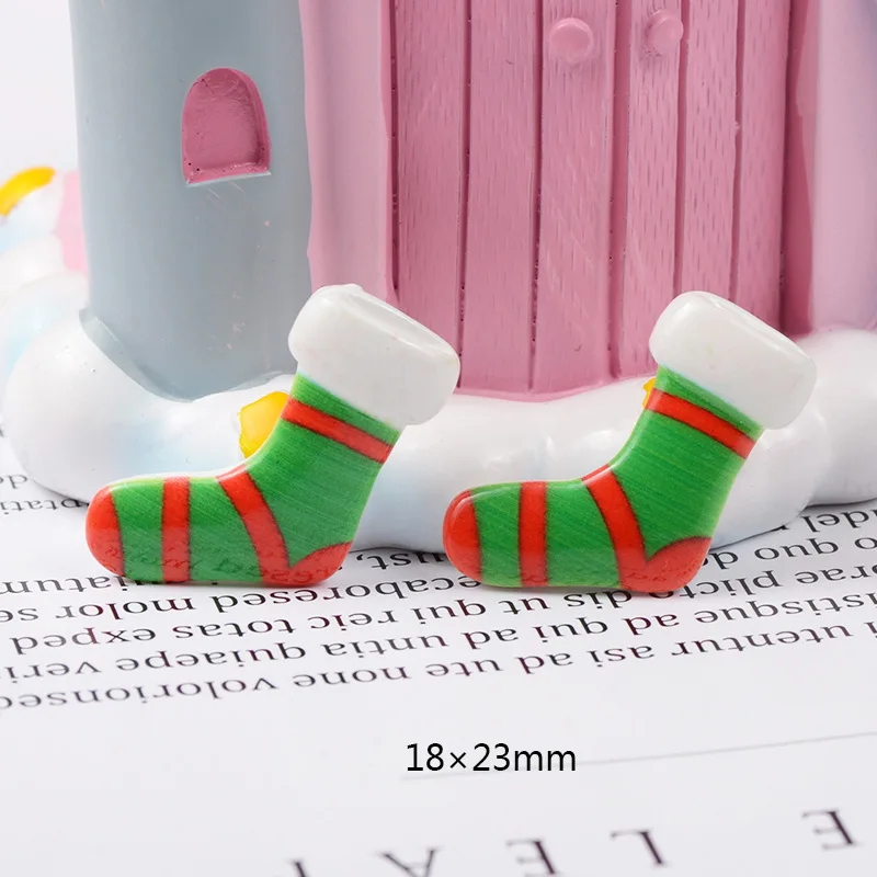Christmas sock 2 10-40 шт Рождество узор плоская полимерная цвет наборы сделай сам DIY материал для рождественских украшений аксессуары украшения - Цвет: Christmas sock 2