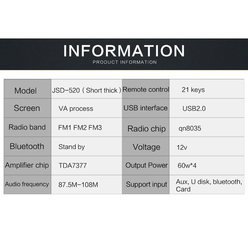 JSD-520 Автомобильный MP3-плеер радио U диск SD Карта BT музыкальный телефон Замена CD/DVD цифровой высококачественный FM стерео радио практичный