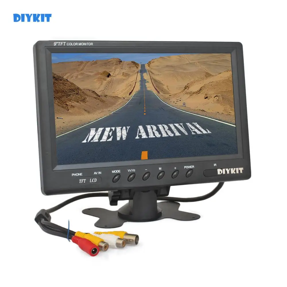 DIYKIT 9 дюймов TFT ЖК дисплей Автомобильный монитор автомобиля обратный заднего вида Мониторы экран с BNC/AV вход дистанционное управление DVD VCR