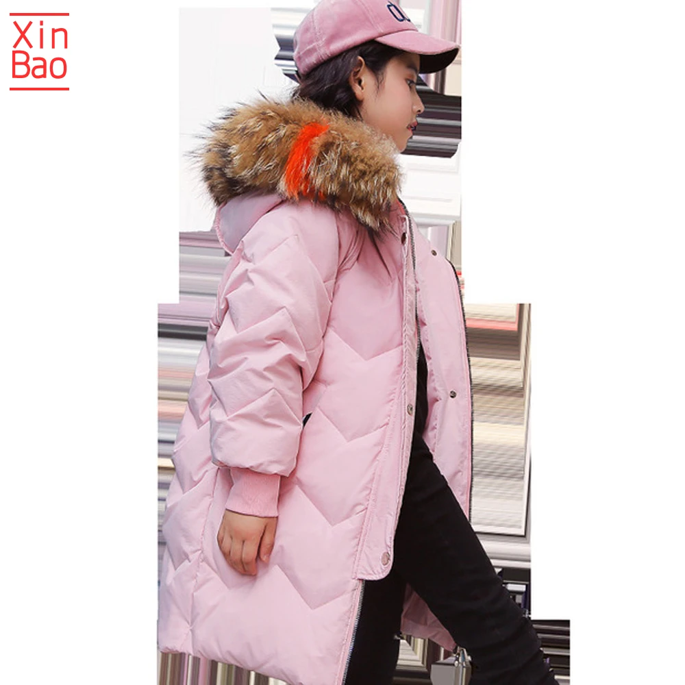 XINBAO Girls winter jacket Children Clothing Warm Hooded Thick Cotton-Padded Long Outerwear Boy Coat baby snowsuit Jackets