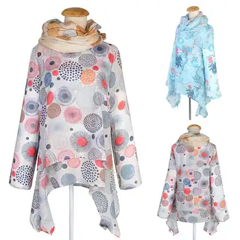 

Plus Size Women Asymmetrical Chiffon Blouse ZANZEA Spring Long Sleeve Floral Printed Shirt Casual Female Blusas Robe Tunic Tops