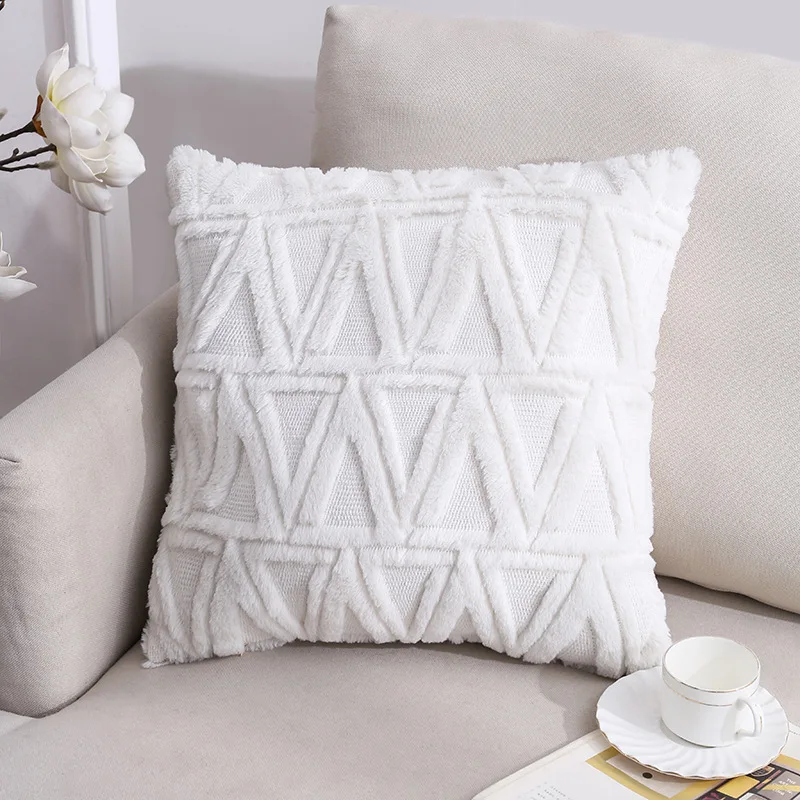

2Pcs Nordic Posh Soft Plush Fur Fleece Pillow Cover Square Room Decorative Cushion Cover Throw For Home Bedroom Sofa Pillowcase