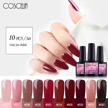 

COSCELIA 10PCS Gel Polish Set 8ML Pure Color UV LED Gel Nail Polish Long-lasting Soak off Gel Varnish Nail Art Manicure Set