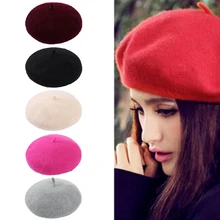Lady spring Winter Berets Hat Painter style hat Women Wool Vintage Berets Solid Cap Women Beautiful Street Wear Solid Color Hat