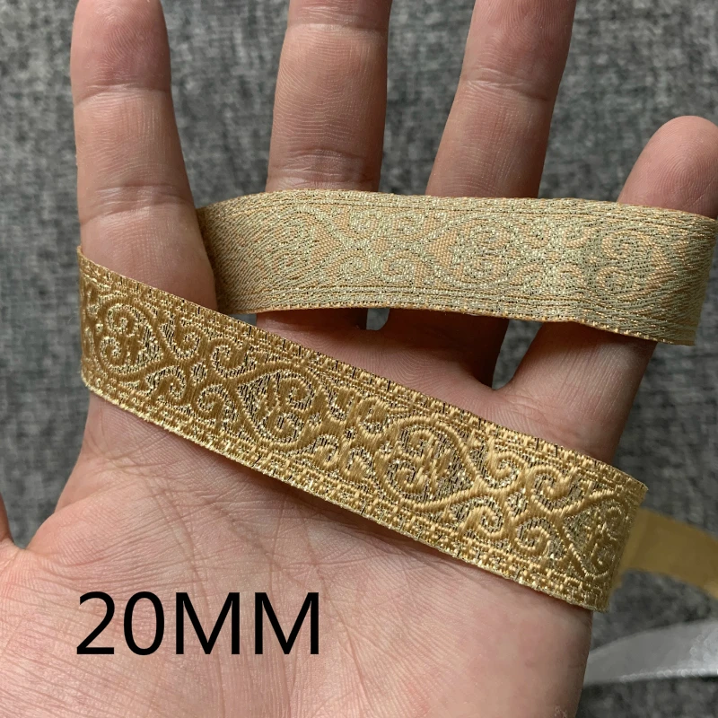 Ribbon Decoration Ribbon Supplies 10YARD 3/4 Inch 20MM Gold And Silver Totem Heart Jacquard Ribbon