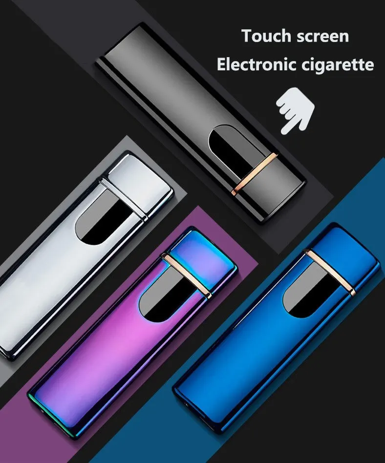 

USB charging lighter touch screen electronic cigarette lighters small rechargeable electric lighter windproof men gift