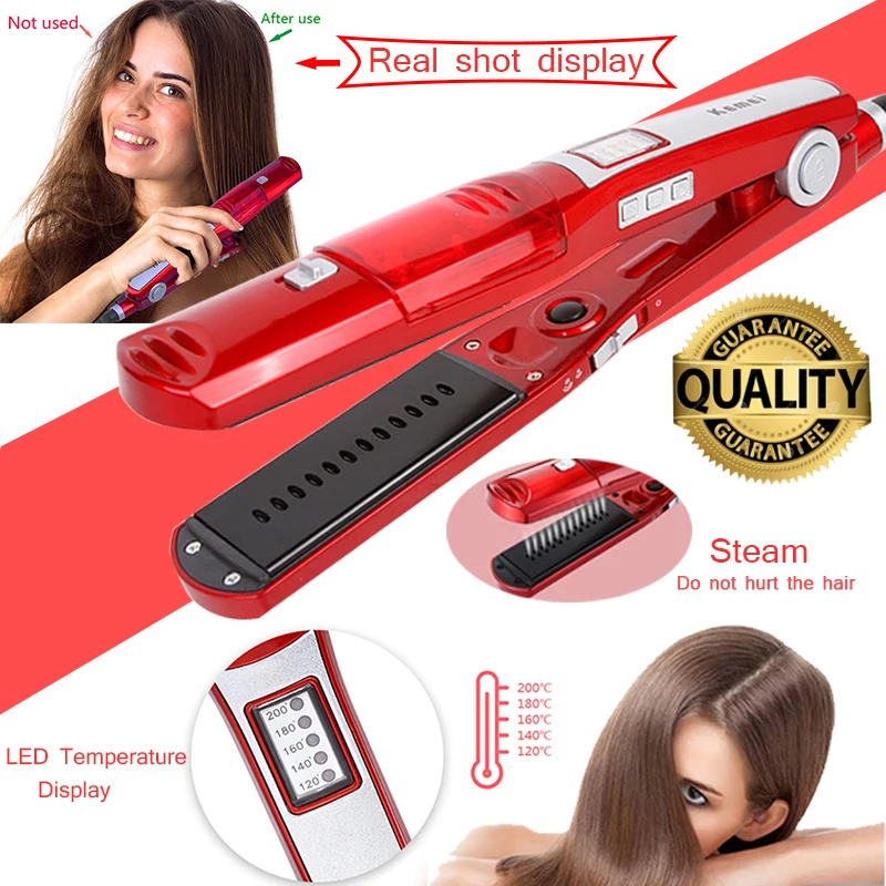 

KEMEI electric steam straight hair comb electric straight hair splint straight hair brush portable adjustable modeling tool 3