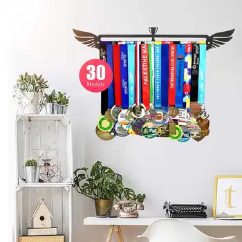 

Wing Shape Medal Hanger Holder 30+ medals Display rack Inspirational Sports running gymnastics swim medal hanging Iron Black