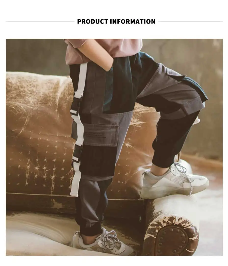 Штаны для мальчиков штаны-карго в стиле пэчворк для мальчиков, длинные детские штаны Осенняя модная одежда для мальчиков-подростков 6, 8, 10, 12, 14 лет