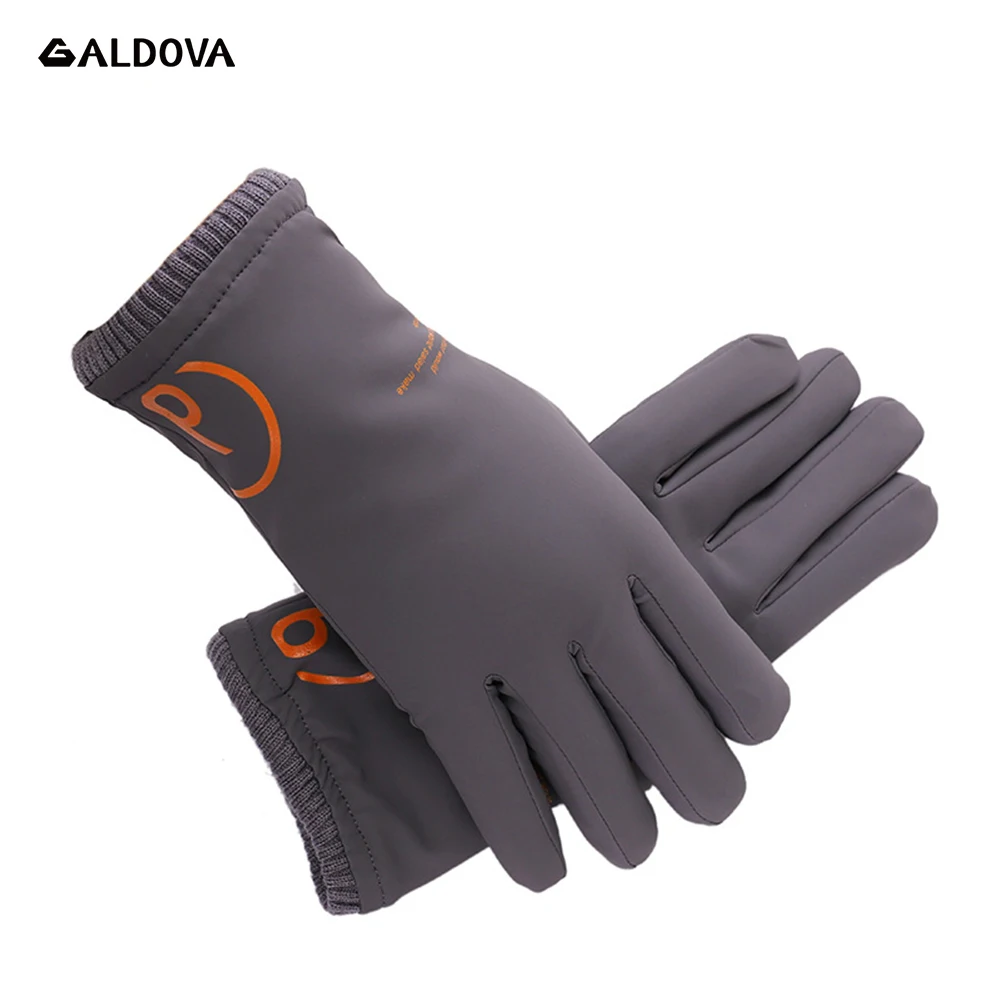 Новые зимние мужские спортивные плюс плюшевые толстые теплые кашемировые перчатки для езды на велосипеде эластичные замшевые кожаные перчатки для вождения с сенсорным экраном - Цвет: B