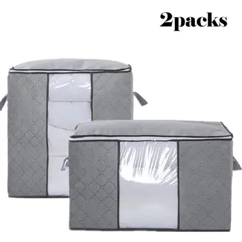 

2PC New Storage Bins Bags Foldable Breathable Closet Clothes Quilt Organizers Containers контейнер #2C31