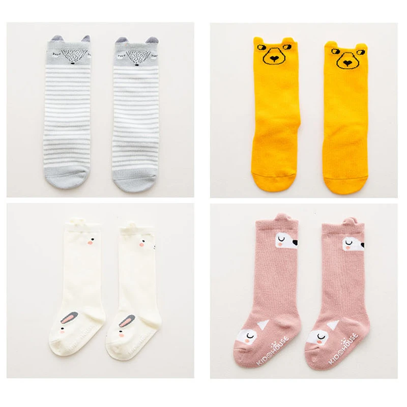 Милые симпатичные детские носки хлопковые колготки до колен с рисунком для новорожденных девочек и мальчиков гетры