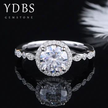 

YDBS 10K White Gold Center 1ct 6.5mm D Color Moissanite Engagement Ring With Accents for Women Wedding Gifts