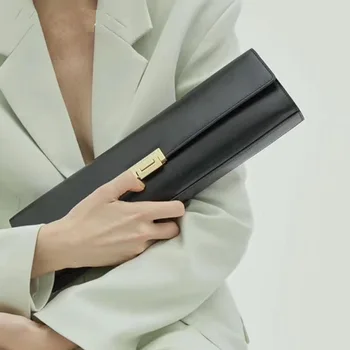 

New chain bags cream PU leather women bag super long baguette handbag clutch purse 01-CL-ccfgsn