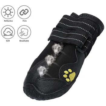 

Hot Outdoor Pet Dog Shoes Boots Waterproof Shoes For Dogs With Reflective Velcros Rugged Anti-Slip Sole Pet Paw Protectors 4 Pcs