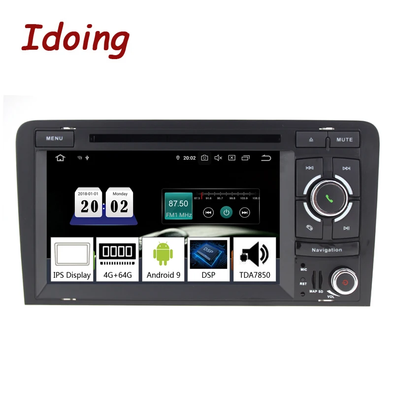 Idoing 7\2 din Car Android 9.0 Auto Radio Multimedia Player For Audi A3 2003-2011 PX5 4GB+64G Octa Core GPS Navigation no DVD