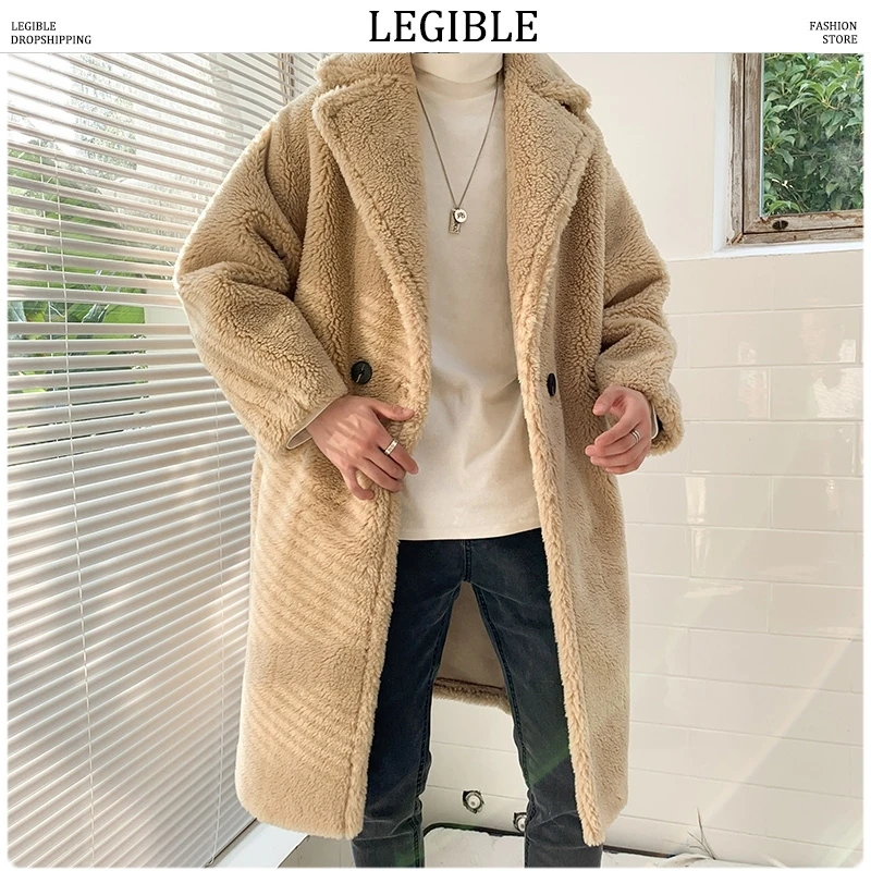 Разборчивый мужской замшевый плюшевый длинный уплотненный теплый Тренч, мужские парки s, модная зимняя верхняя одежда, пальто, Мужская Уличная зимняя Свободная куртка