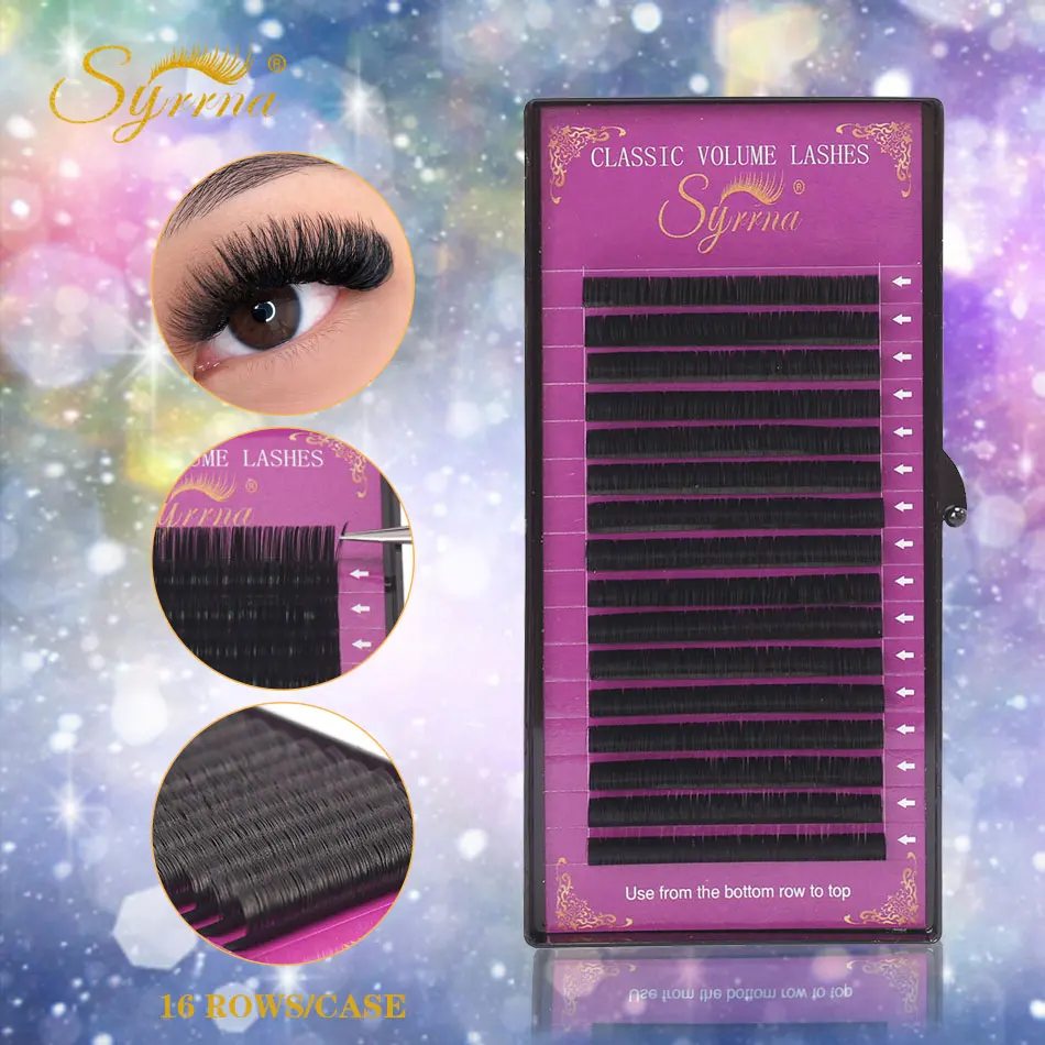 

Syrrna Korea PBT 16Rows C CC D DD Curl Eyelash Extension False Individual Lashes Hand Made Faux Mink Eyelashes for Extensions