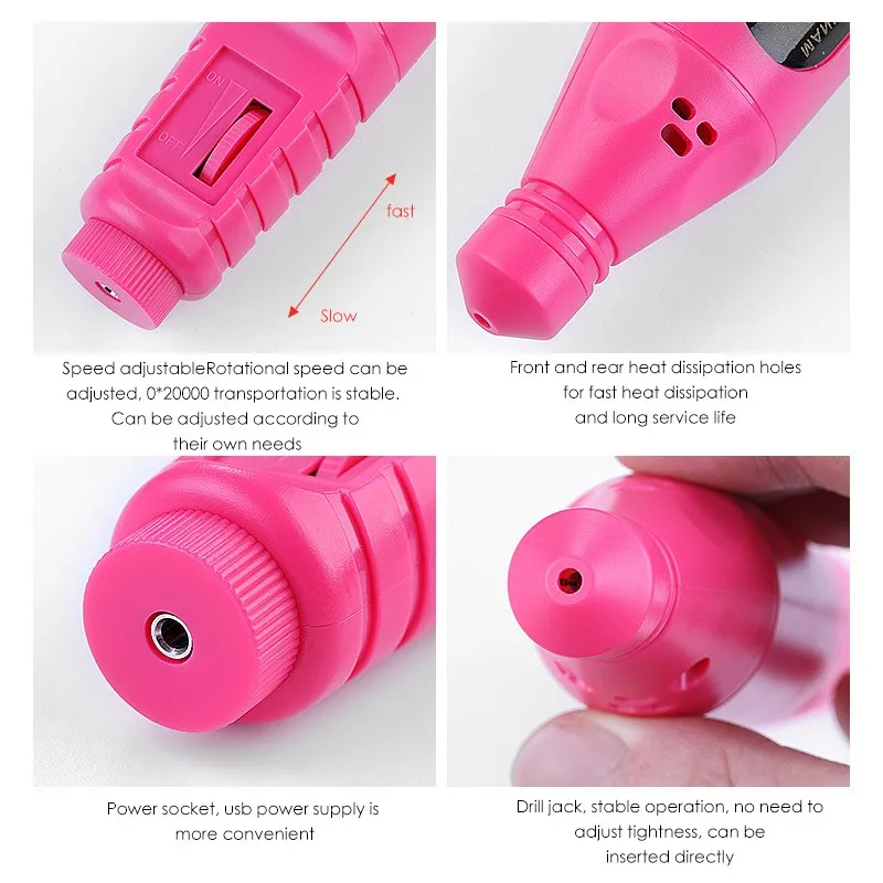 Пилочка для ногтей, пилка для дрели, акриловая, для маникюра, USB, портативная машина, набор для маникюра, гель для ногтей, инструменты для дизайна ногтей, сверла, аксессуары для ногтей#201220