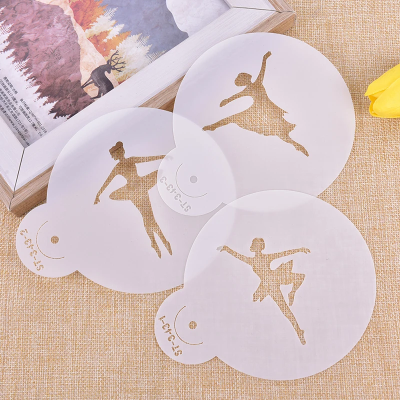 3PCS Ballerina Shape Sugar Cake Decoration Icing Hollow Out Coffee & Cookie Garland Moulds | Дом и сад