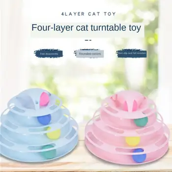 

Four Levels Cat Toy Tower Tracks Disc Pet Cats Intelligence Amusement Interactive Ball Toys Kitten Training Amusement Plate