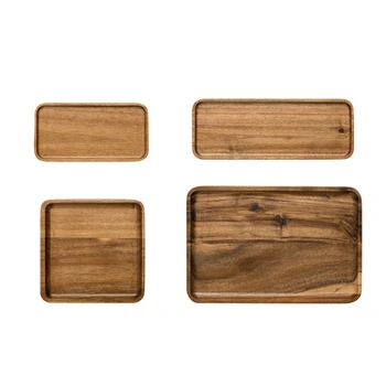 

Handmade Lovesickness Wood Solid Wood Pan Fruit Dishes Saucer Tea Tray Dessert Dinner Plate Tableware,4 Pack