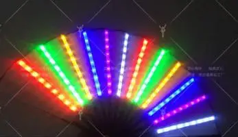 Colorful Красочный Светодиодный светящийся Складной вентилятор, светодиодный светильник, реквизит для выступлений на сцене, для музыкального фестиваля, вечерние, для мероприятий, светодиодный вентилятор с подсветкой - Цвет: Colorful