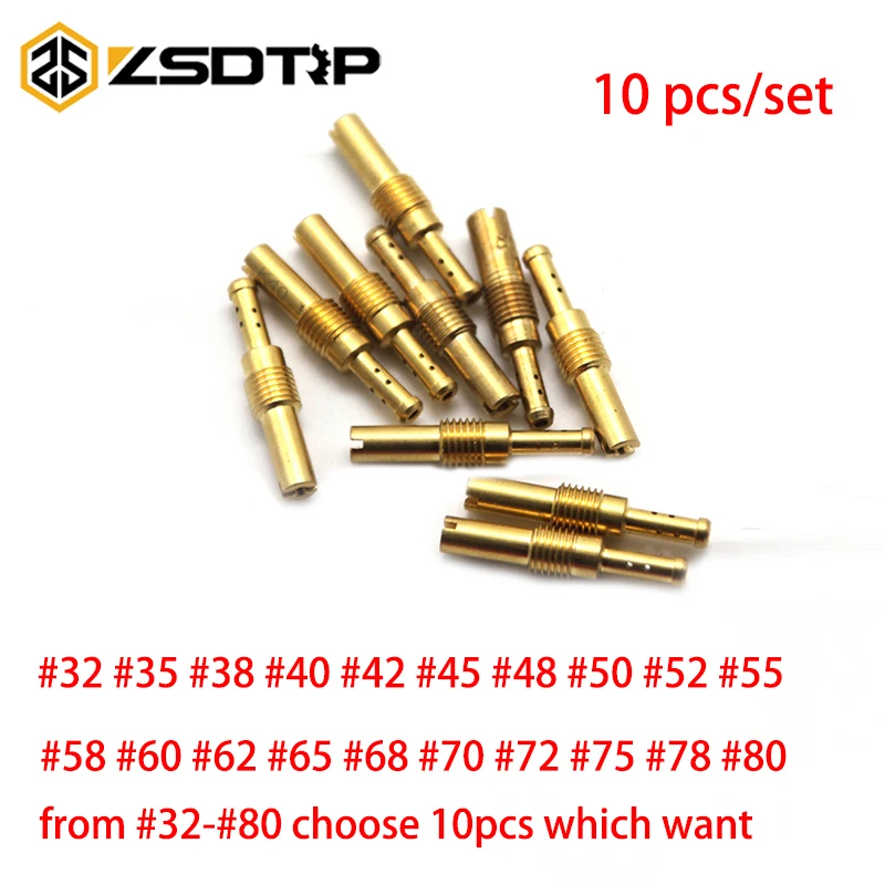 ZSDTRP, 10 шт., медленная/пилотная струйная основная Форсунка для PWK PE Mikuni OKO Keihin KOSO Carb #32-#80, выберите бесплатно