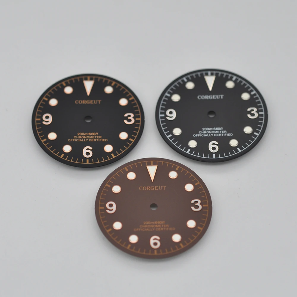 

Watch Parts 30.4mm Watch Luminous Black Rose Gold Coffee Dial usefor Unitas ETA 2824 2836 Moyota 8215 821A Automatic Movements