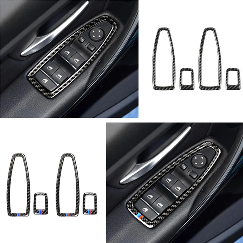 

For BMW F20 F21 F30 F34 Carbon Fiber Window Lifter Control Frame Window Switch Decor Armrest Panel Trim Car Interior Accessories