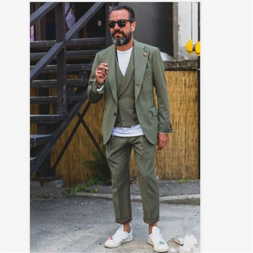 Классический мужской костюм Smolking Noivo Terno Slim Fit Easculino вечерние костюмы для мужчин оливковый зеленый двубортный летний костюм C - Цвет: picture color