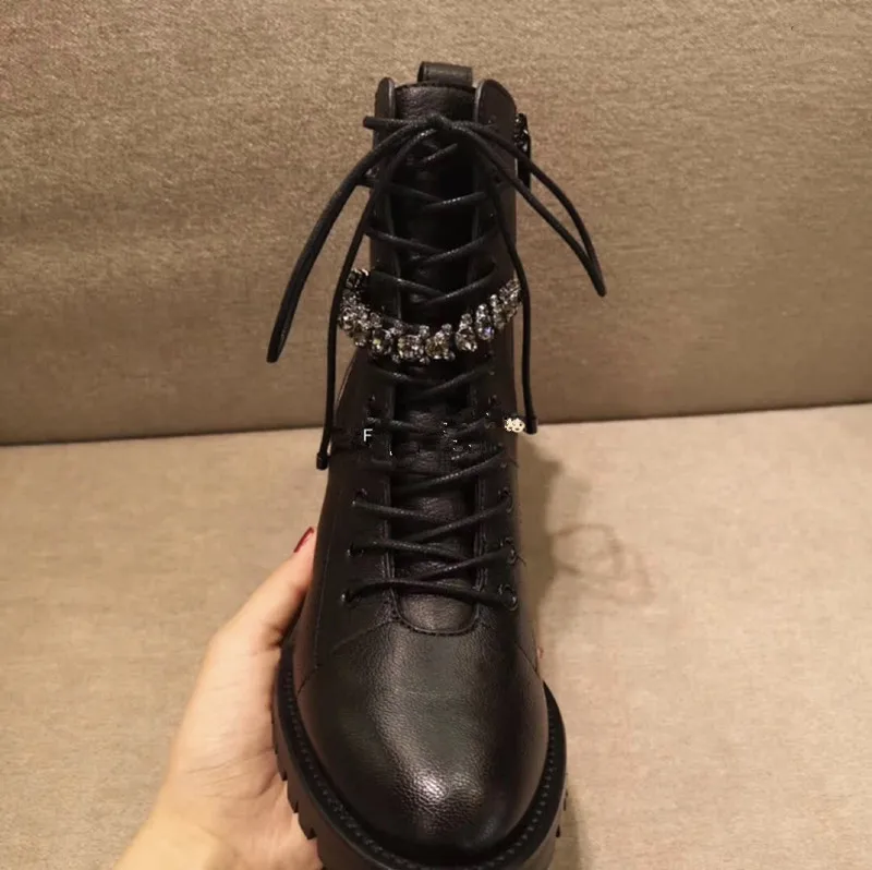 Женские ботинки; Bota Feminina Inverno; женская обувь черного цвета; ботинки на шнуровке; женские Ботинки на каблуке; Брендовая женская обувь; botas mujer;