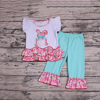 

Easter fashion baby girl outfit 2 pieces summer baby girl set clothes rabbit top long pants toddler baby kid girl clothes set